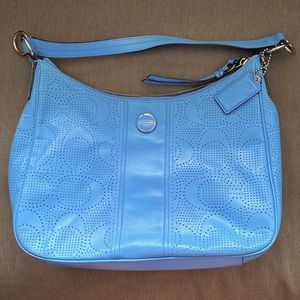 Genuine Coach leather handbag F23241 - rare design and color in beautiful blue!
